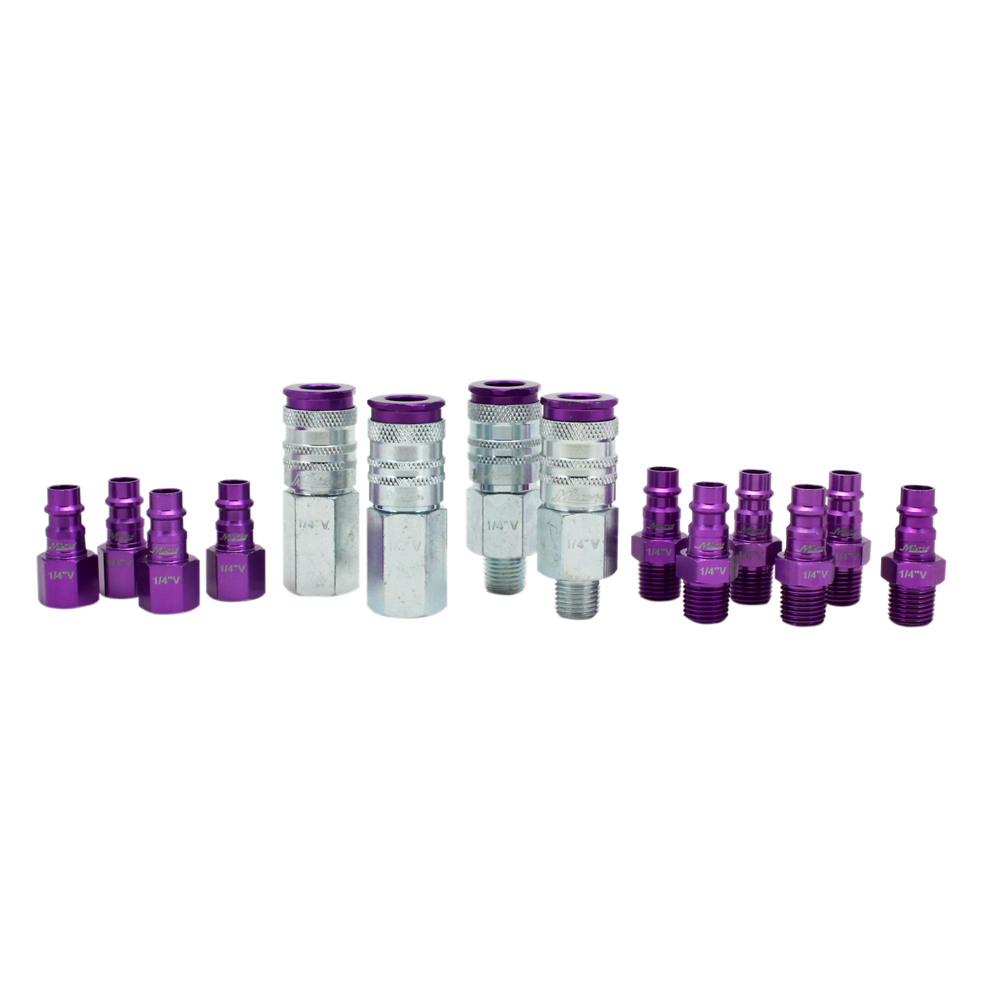 Milton, 14pc HighFlowPRO Set,V-style Purple,1/4in., Coupler Size 1/4 in, Model# s-314VKIT